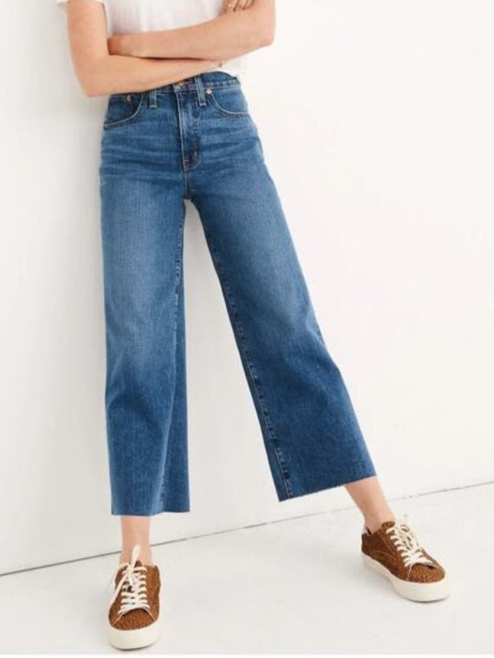 Madewell Slim Wide Leg Crop Jeans (26) - Medium Wash
